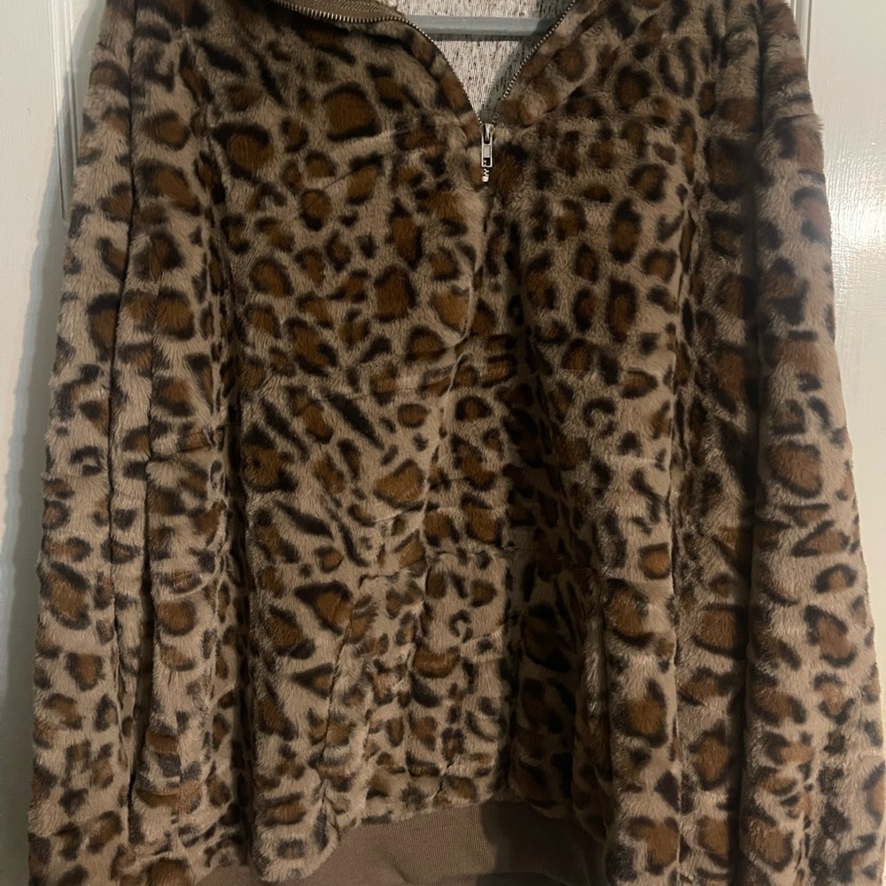 Leopard Print Faux Fur Pullover
